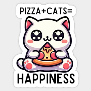 Cats & Pizza make me Happy Sticker
